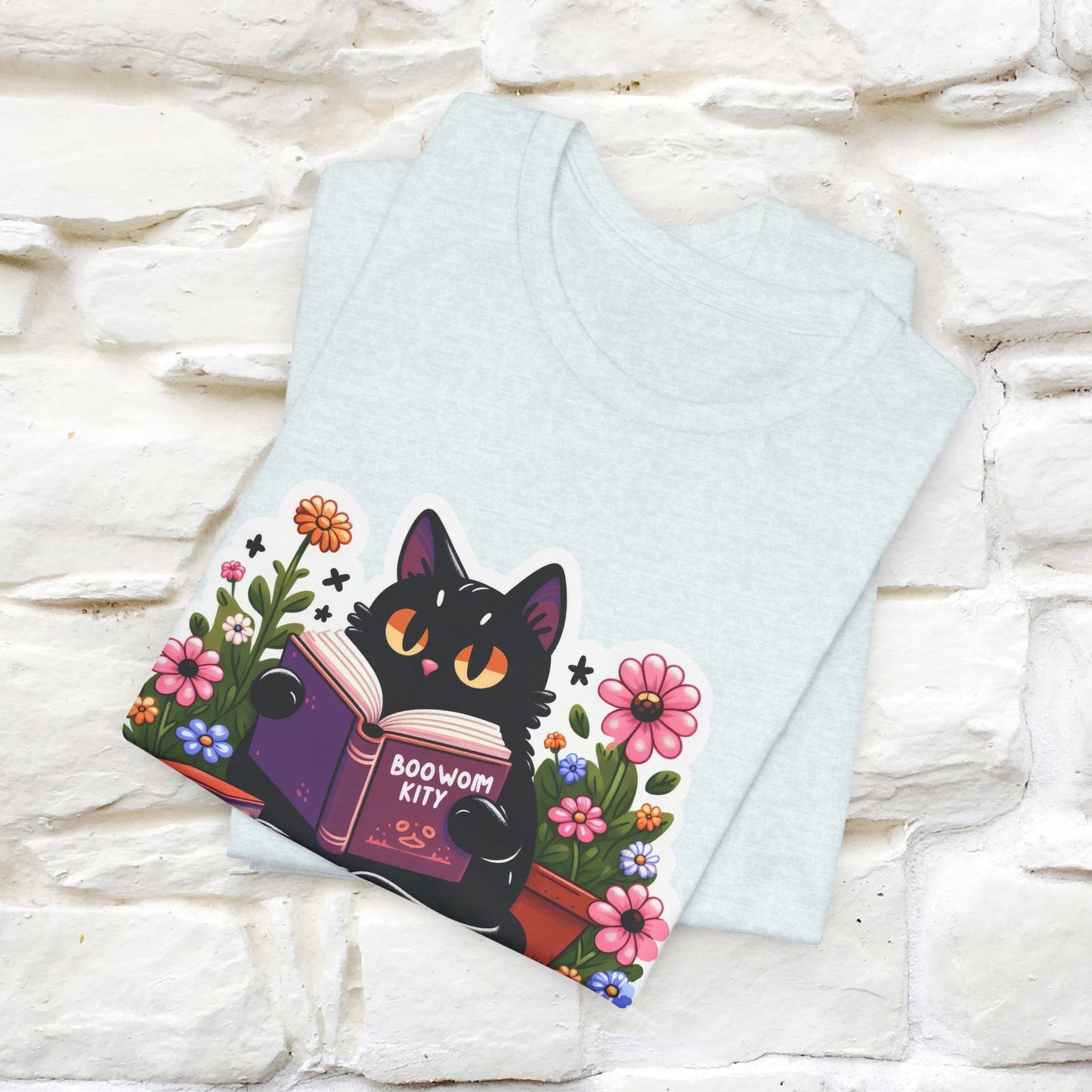 "Bookworm Kitty" Cat T-Shirt for Women | 100% Cotton* | Book Lover Tee