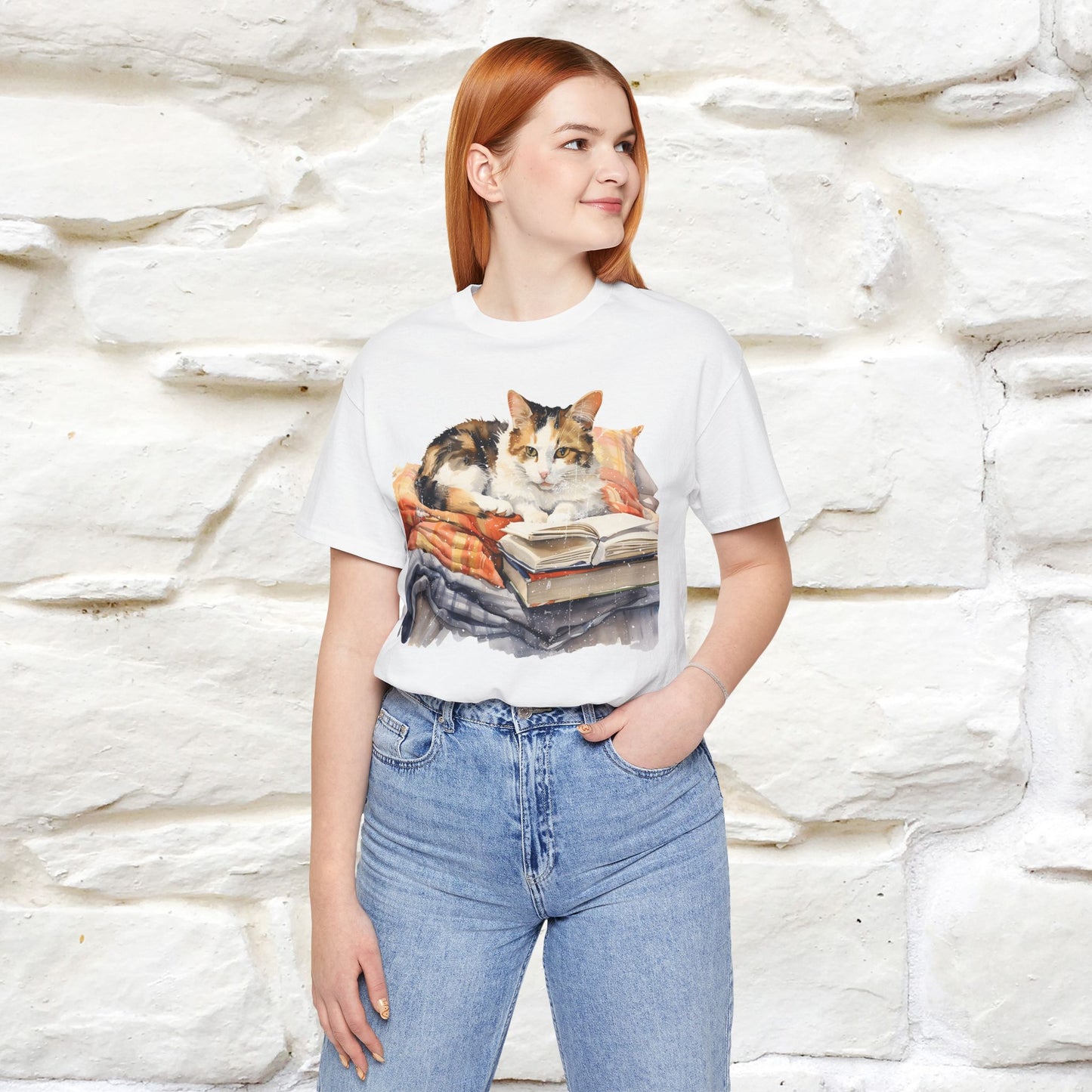 "Literary Catnap" T-shirt for Men and Women 100% Cotton.