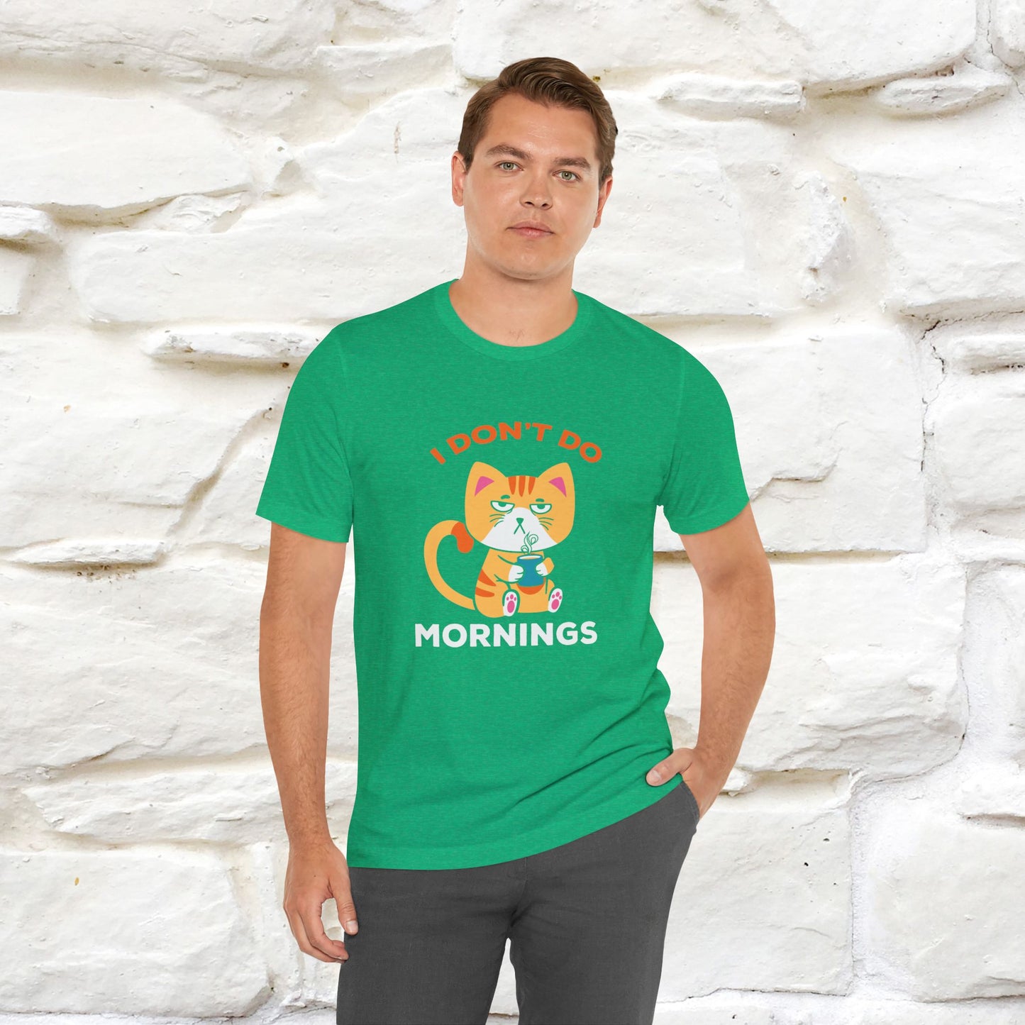 ''I Don't Do Mornings''  Cat T-shirt for Men and Women 100% Cotton*