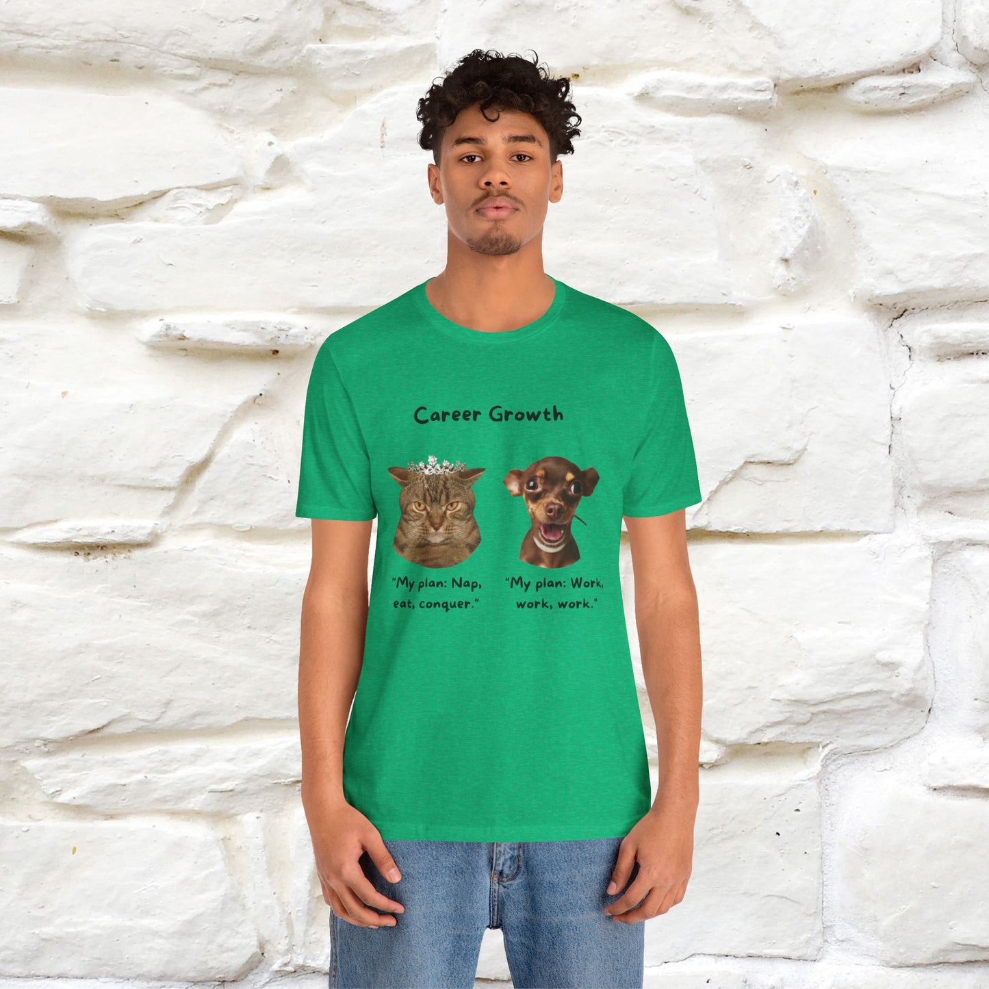 "Career Growth: Cat vs. Dog" Funny T-Shirt for Men & Women | 100% Cotton* 🐾