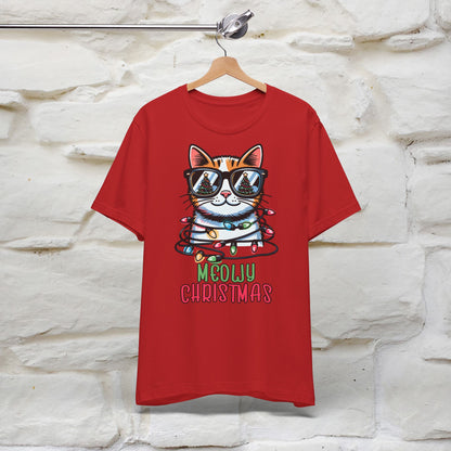 Meowy Christmas T-Shirt | Festive Cat Christmas Shirt for Men & Women | 100% Cotton