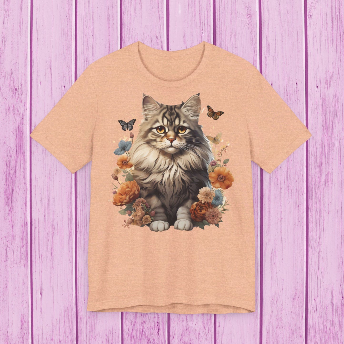 ''Floral Feline Fantasy'' Cat T-shirt for Women 100% Cotton*