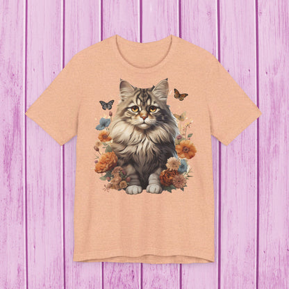 ''Floral Feline Fantasy'' Cat T-shirt for Women 100% Cotton*