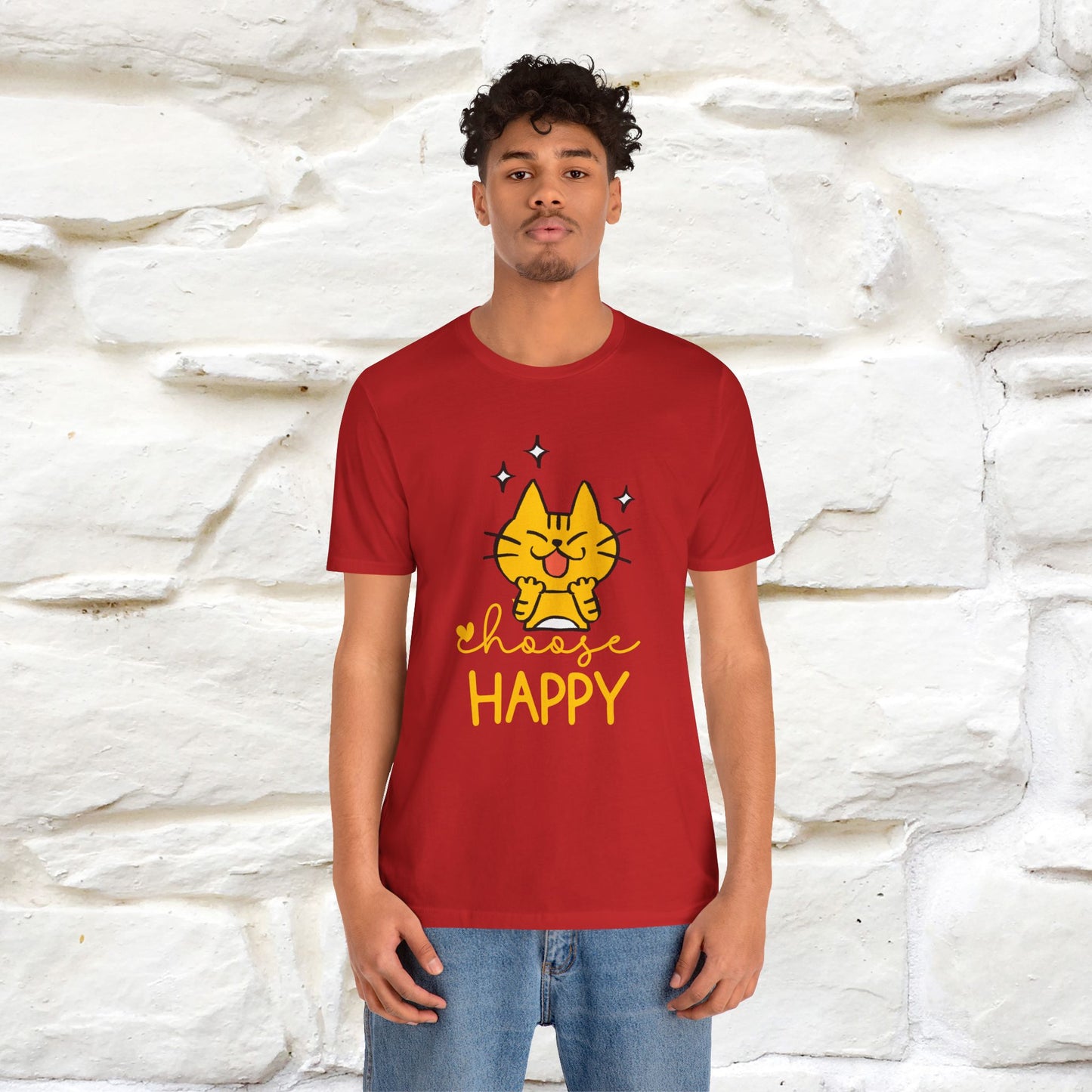 "Choose Happy" Cat T-Shirt for Men & Women | 100% Cotton* | Positive Tee 🐾