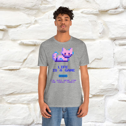 "Life Is A Game, I Am Just Here Fo The Cheat Code" Funny Cat T-Shirt for Men & Women | 100% Cotton*