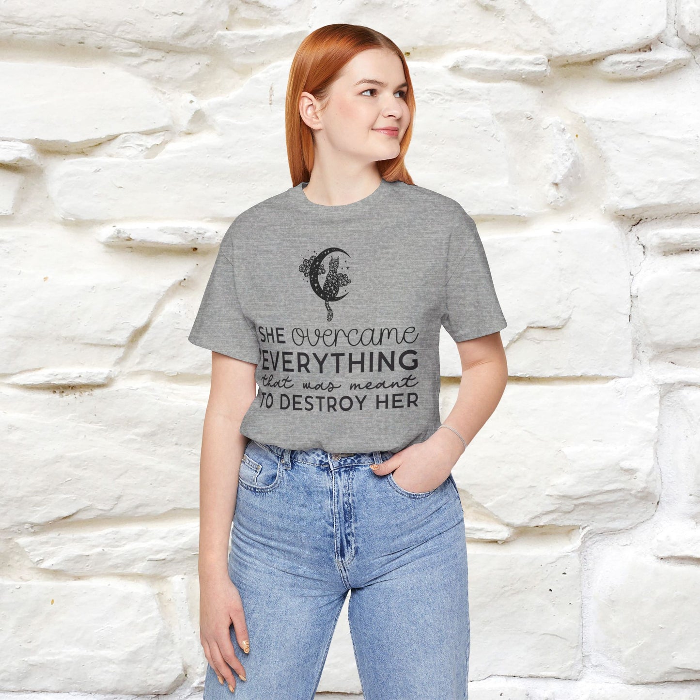 ''She Overcome Everything That Was Meant To Destory Her'' T-shirt for Women 100% Cotton* - Nunu&Miao Studio