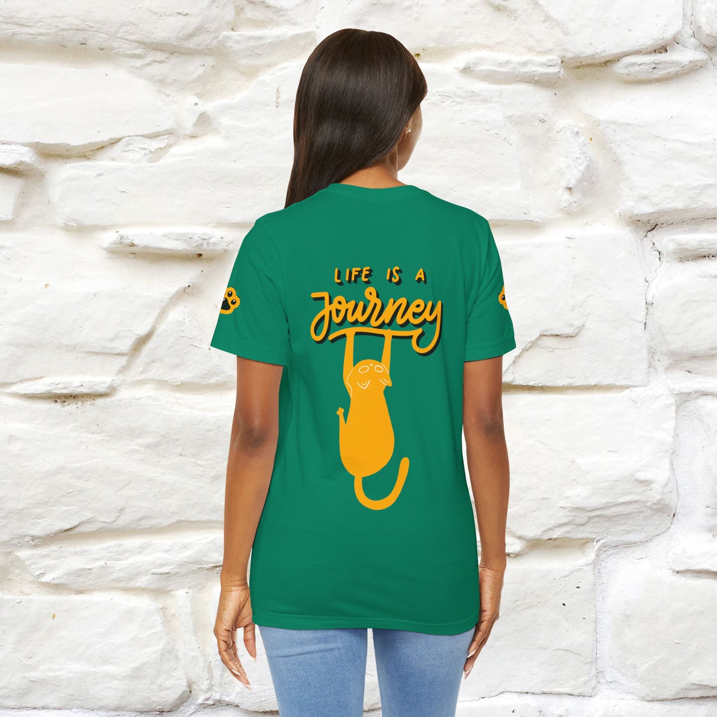 "Life Is A Journey'' Cat T-Shirt | Front & Back Design | Nunu&Miao Studio
