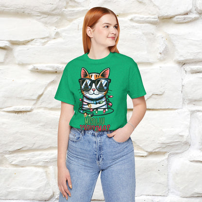 Meowy Christmas T-Shirt | Festive Cat Christmas Shirt for Men & Women | 100% Cotton