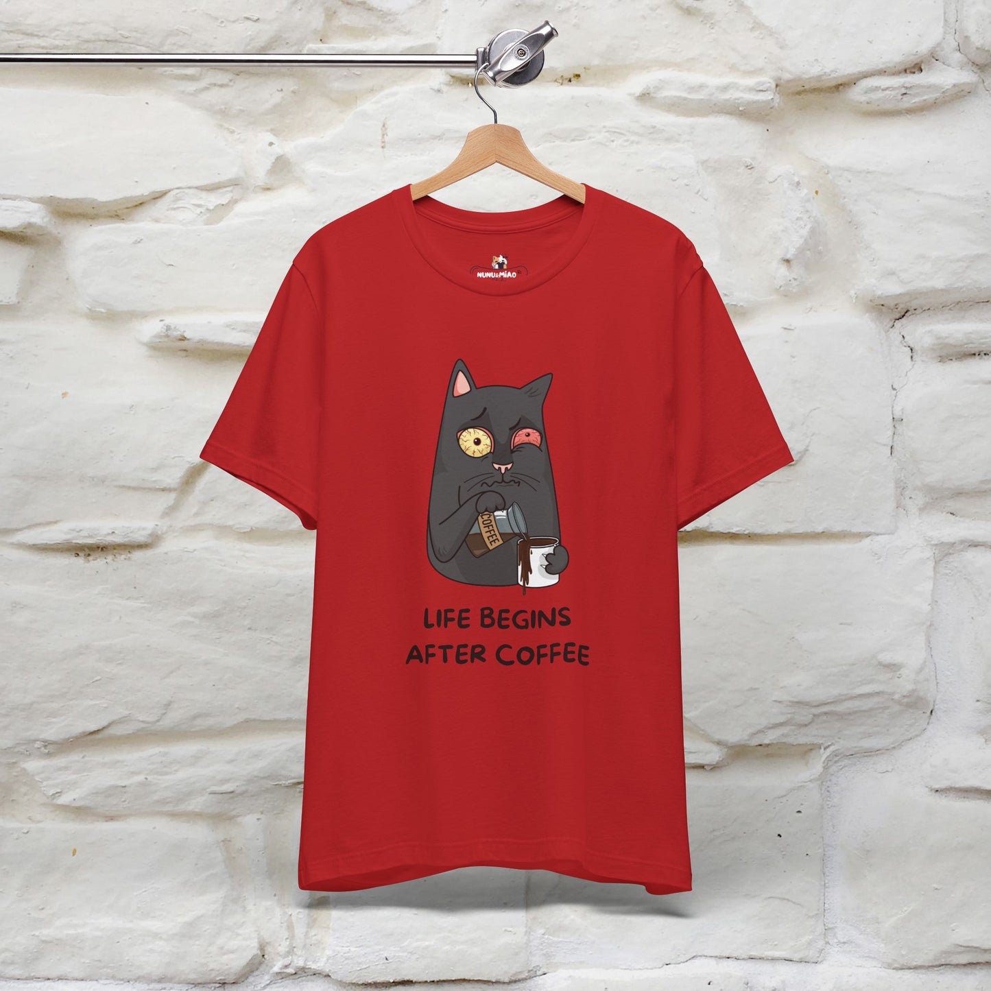 ''Life Begings After Coffe''  Cat T-shirt for Men and Women  100% Cotton*