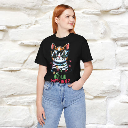 Meowy Christmas T-Shirt | Festive Cat Christmas Shirt for Men & Women | 100% Cotton