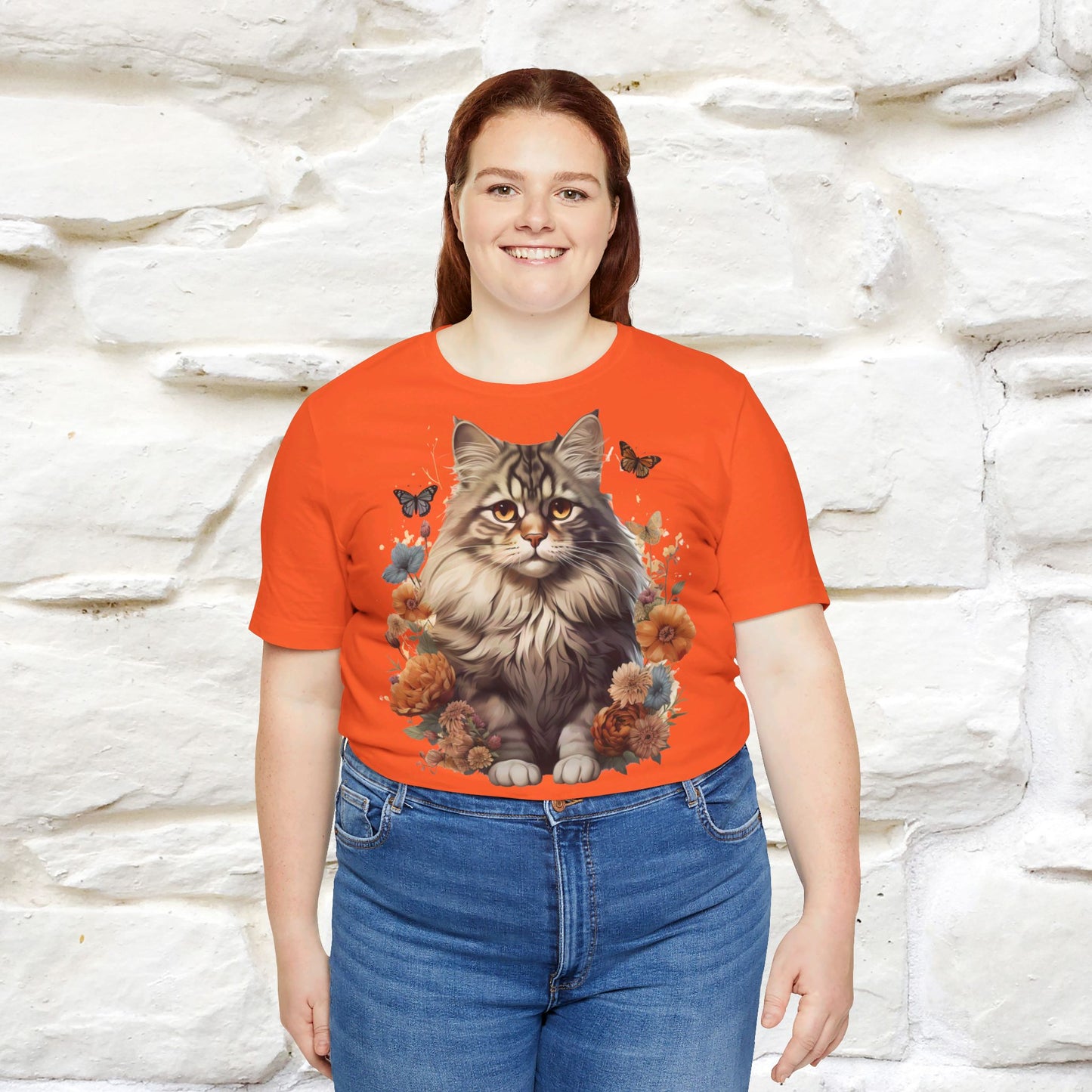 ''Floral Feline Fantasy'' Cat T-shirt for Women 100% Cotton*