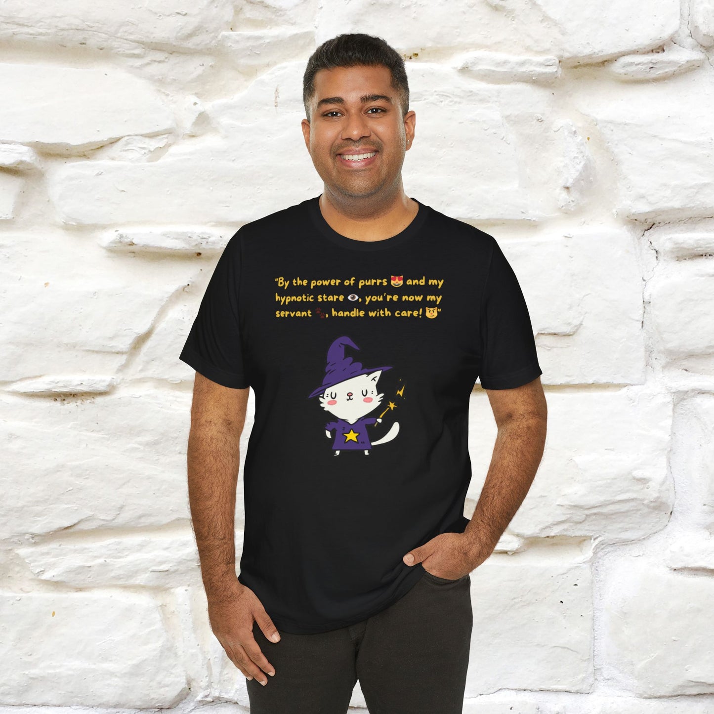 "By the Power of Purrs and My Hypnotic Stare" Halloween Cat Spell T-Shirt for Men & Women | 100% Cotton*