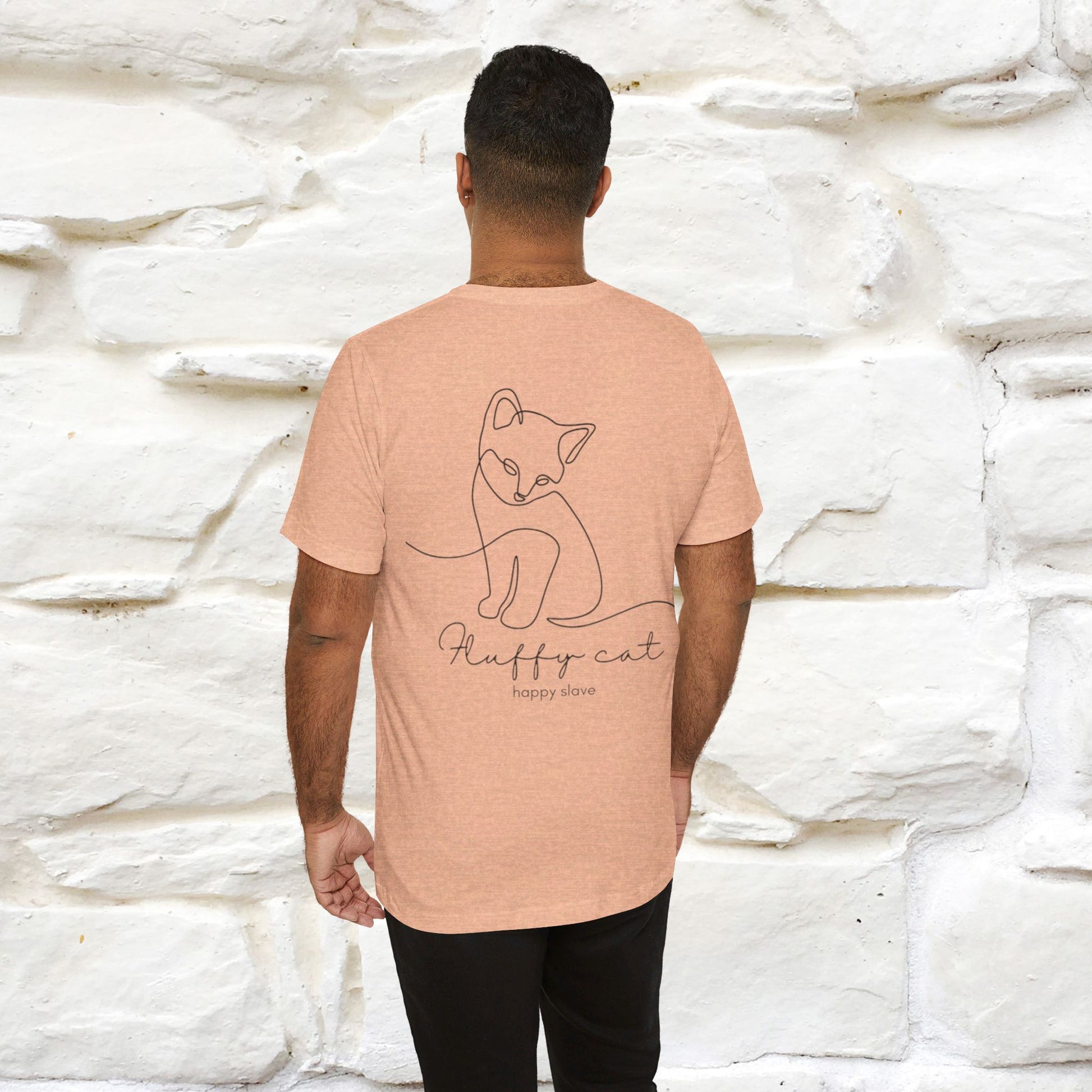 ''Happy Cat Happy Slave'' Cat T-shirt for Men Front and Back Design, 100% Cotton* - Nunu&Miao Studio