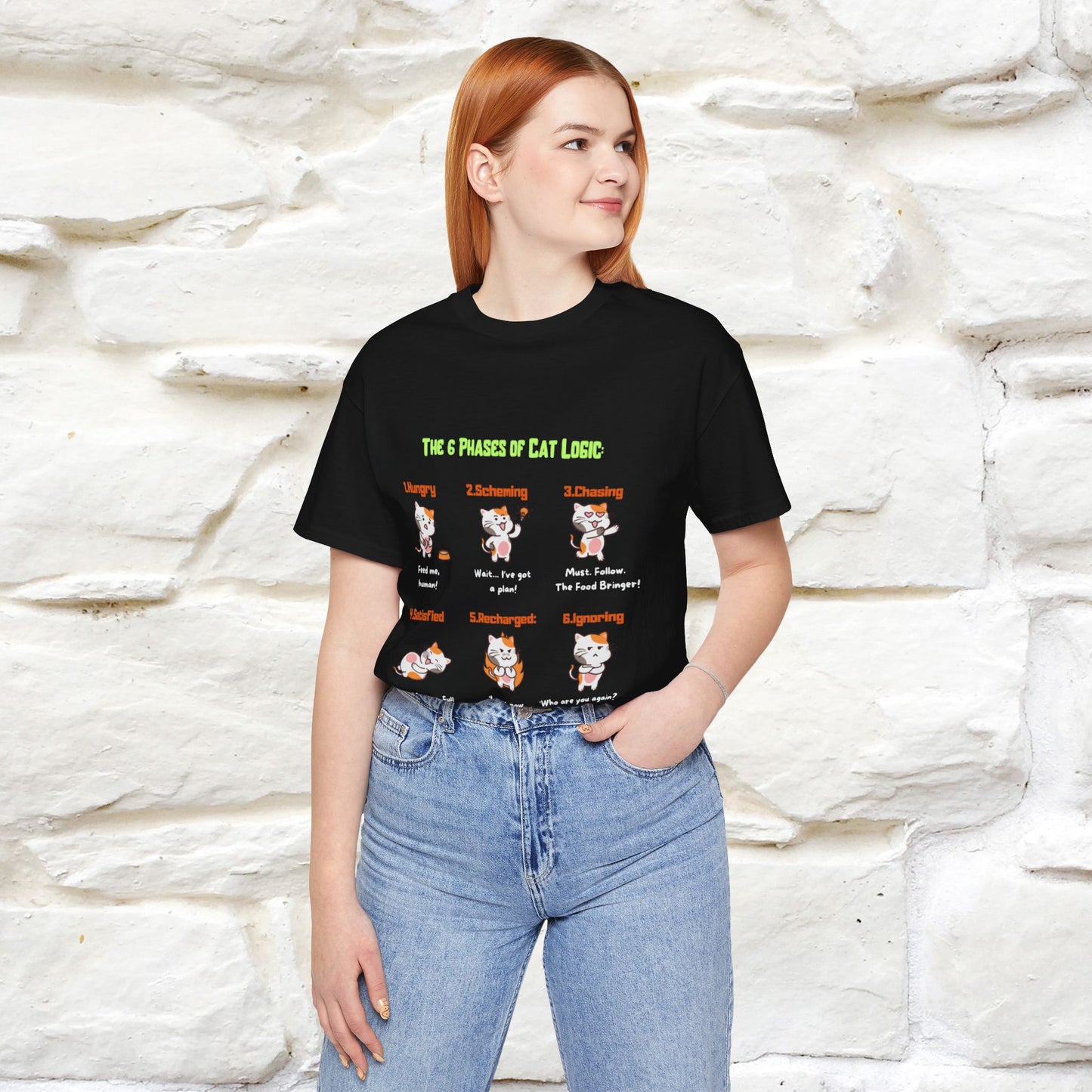 "The 6 Phases of Cat Logic" Hilarious Cat T-Shirt  | Nunu&Miao Studio - Nunu&Miao Studio