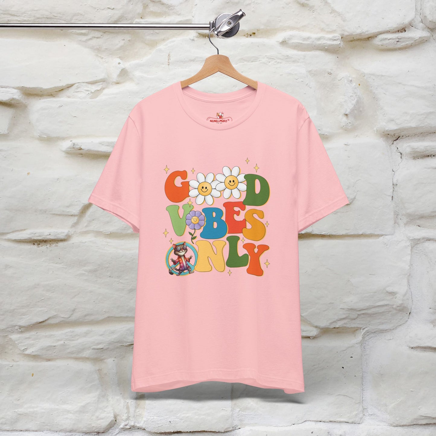 Good Vibes Only Cat T-Shirt for Men & Women | 100% Cotton* Positive Cat Lover Tee