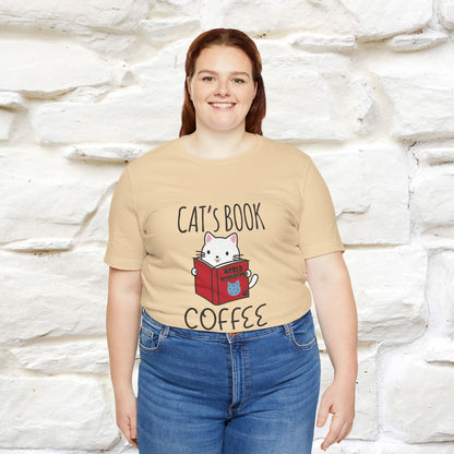 "Cat's Book Coffee" Cat T-Shirt for Men & Women | 100% Cotton* | Cozy Vibes for Book & Cat Lovers