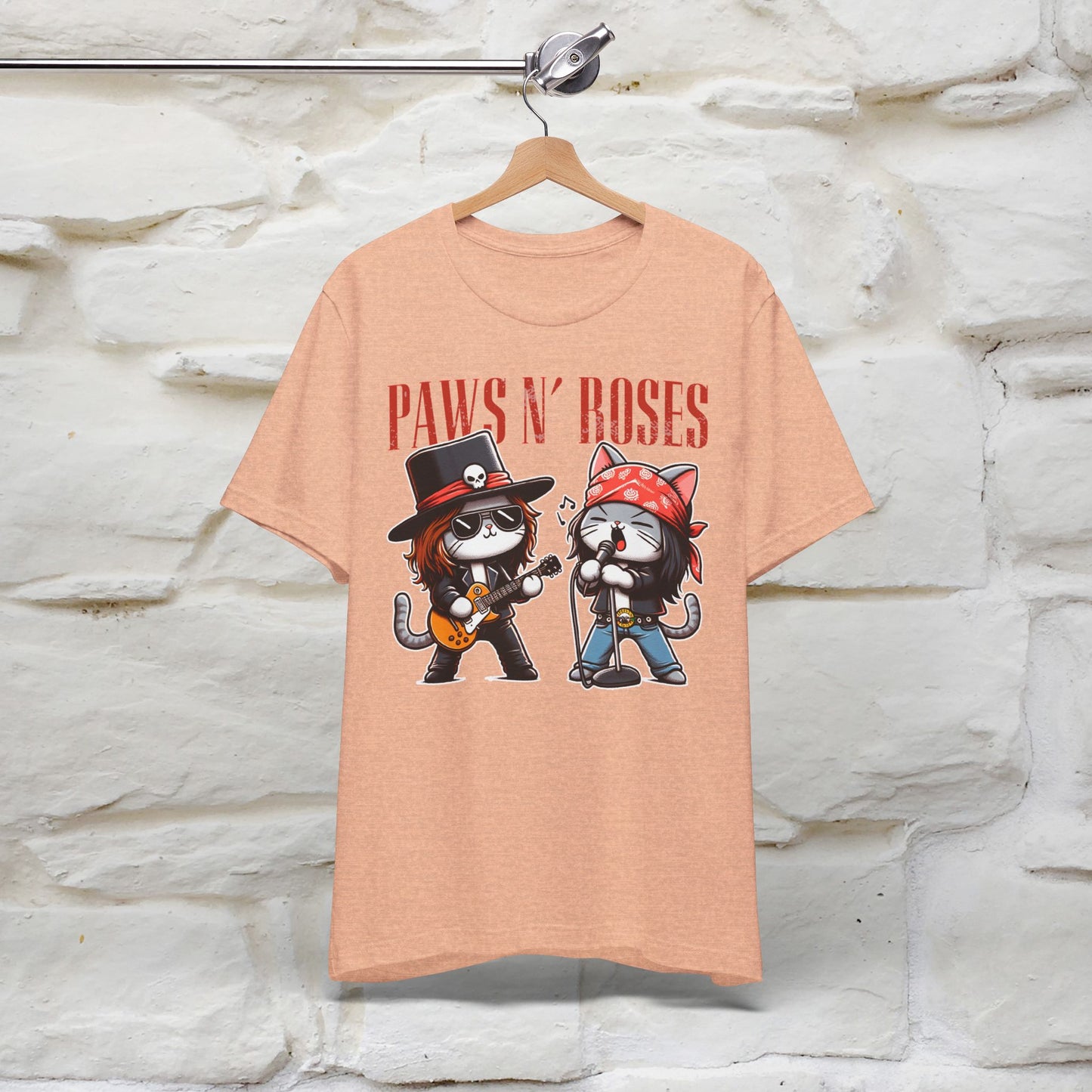 Paws N' Roses T-Shirt | Rock-Inspired Cat Lover Tee for Men & Women | 100% Cotton*