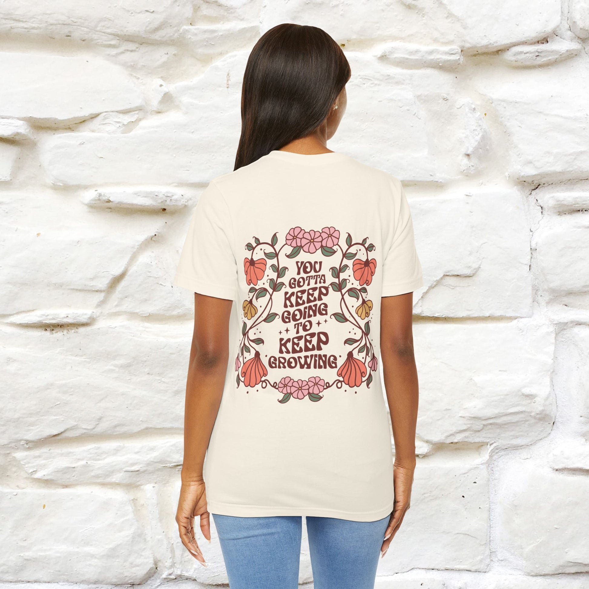 ''You Gotta Keep Going To Keep Growing" Cat T-Shirt| Front & Back Design | Nunu&Miao Studio - Nunu&Miao Studio
