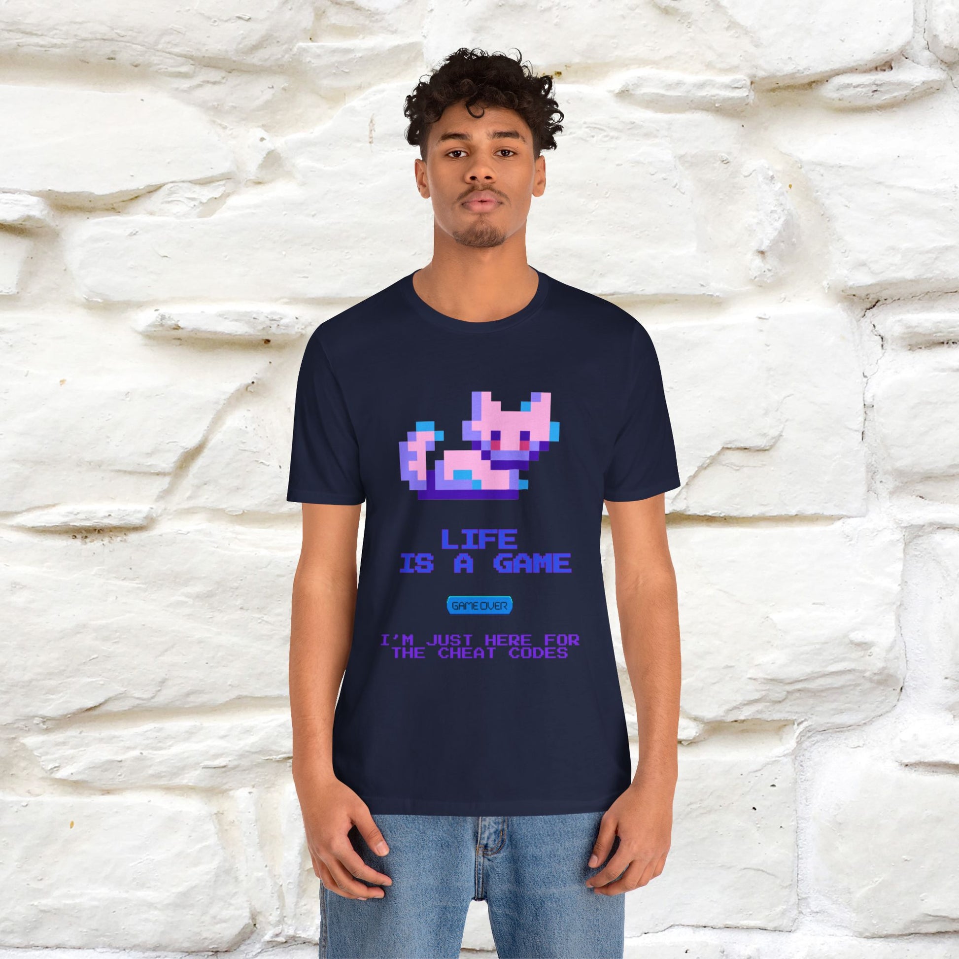 "Life Is A Game, I Am Just Here Fo The Cheat Code" Funny Cat T-Shirt for Men & Women | 100% Cotton* - Nunu&Miao Studio