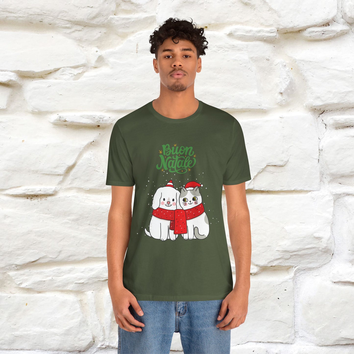 Buon Natale Cat and Dog T-shirt for Men & Women | 100% Cotton* 🐾 | Festive Holiday Shirt