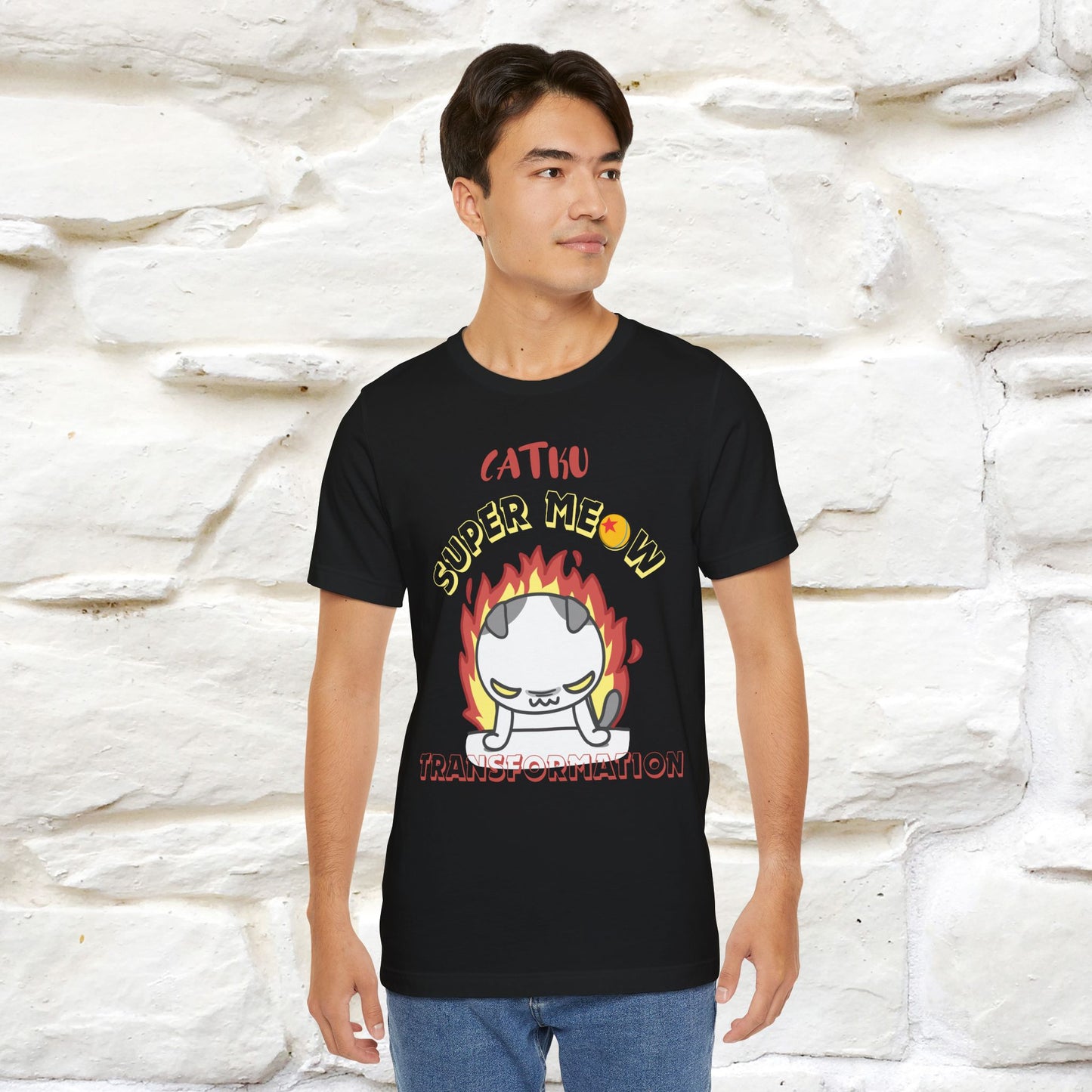 Catku Super Meow Transformation T-Shirt for Men & Women | 100% Cotton* Anime-Inspired Cat Tee