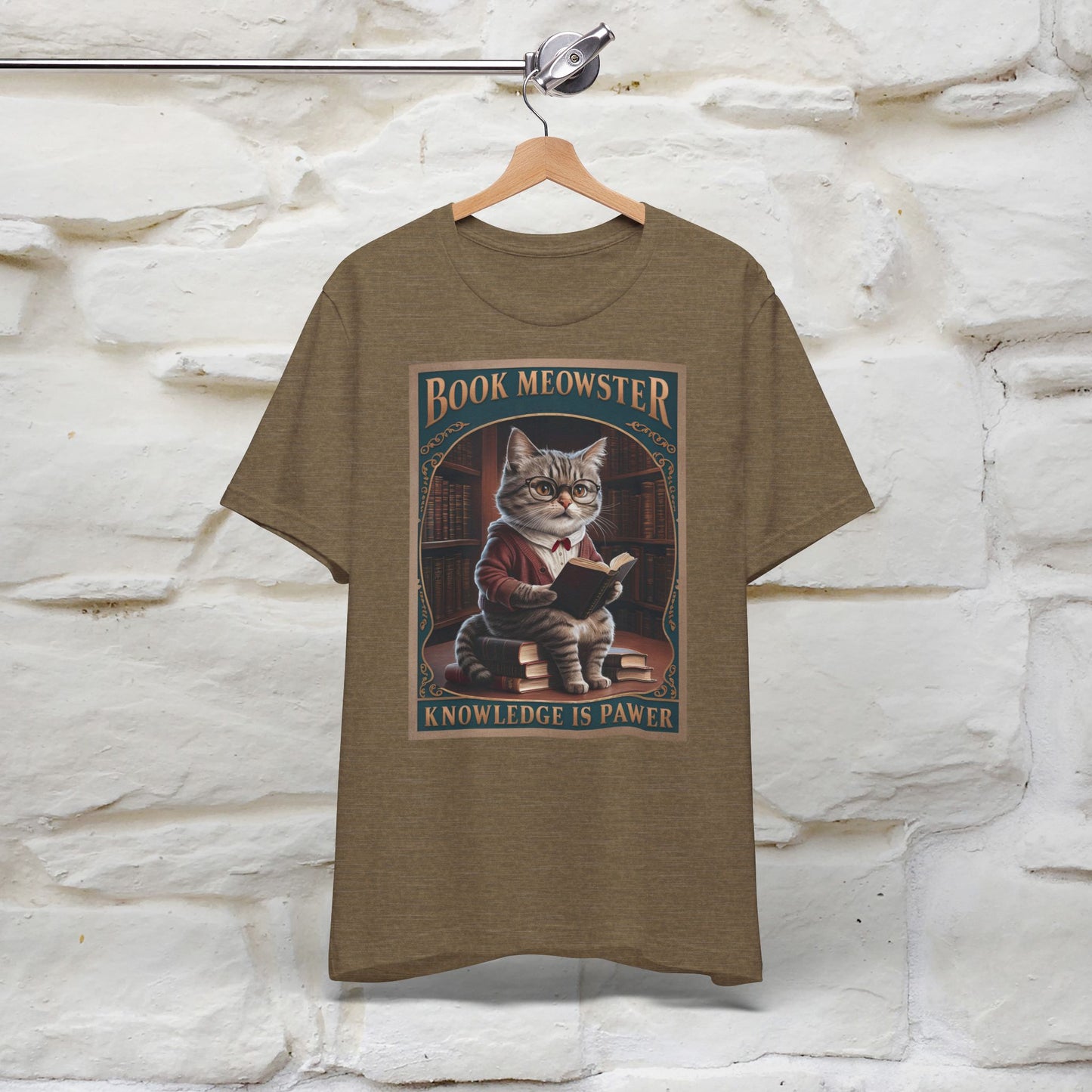 "Book Meowster: Knowledge Is Pawer Cat T-Shirt for Men & Women | 100% Cotton*