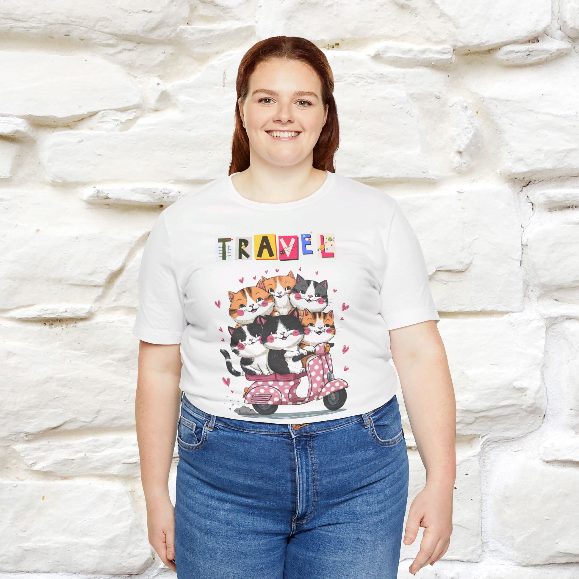 ''Travel'' Cat T-shirt for Women 100% Cotton* - Nunu&Miao Studio