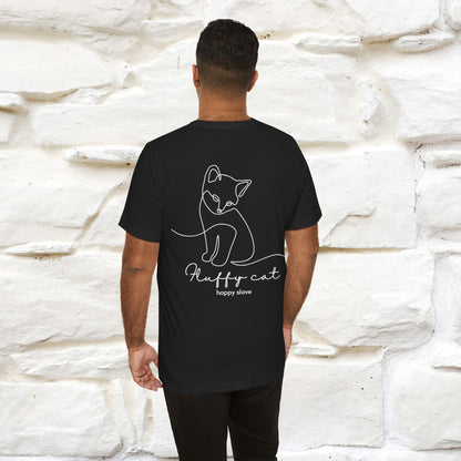 ''Happy Cat Happy Slave'' Cat T-shirt for Men Front and Back Design, 100% Cotton* - Nunu&Miao Studio