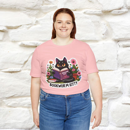 "Bookworm Kitty" Cat T-Shirt for Women | 100% Cotton* | Book Lover Tee