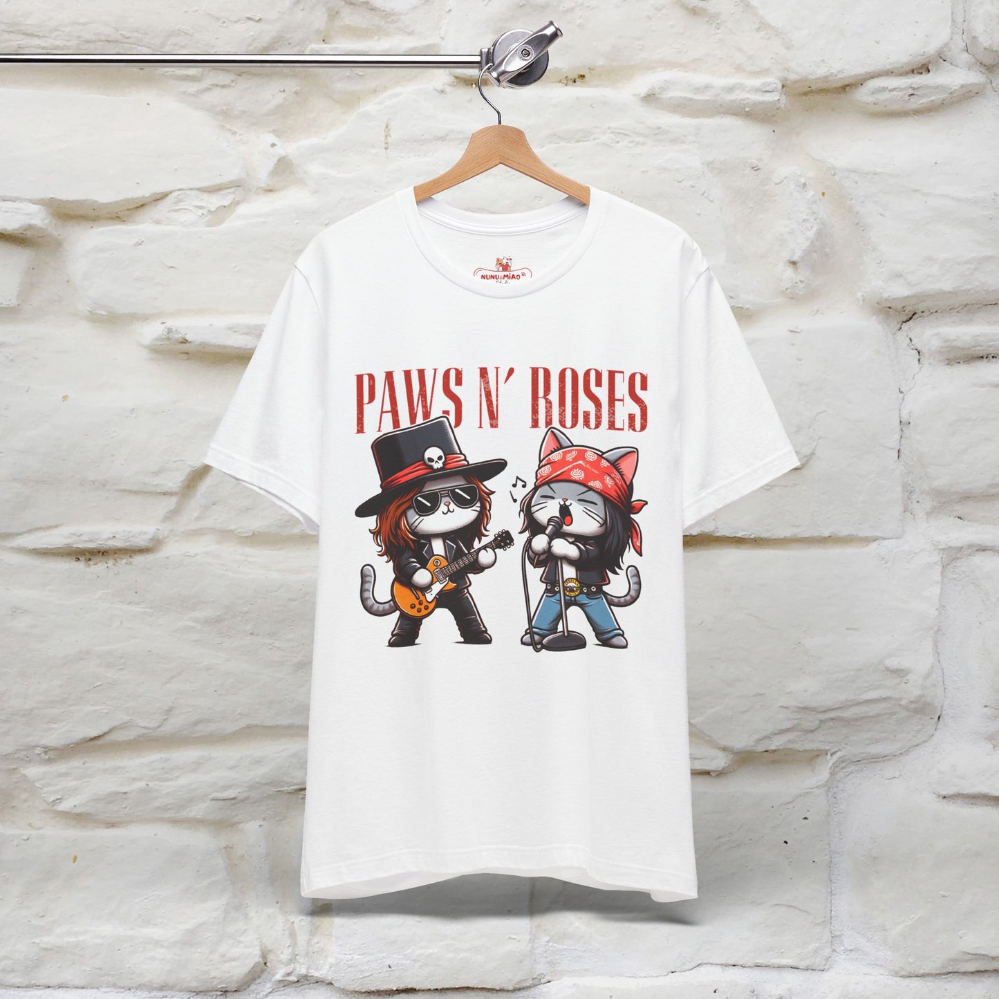 Paws N' Roses T-Shirt | Rock-Inspired Cat Lover Tee for Men & Women | 100% Cotton*