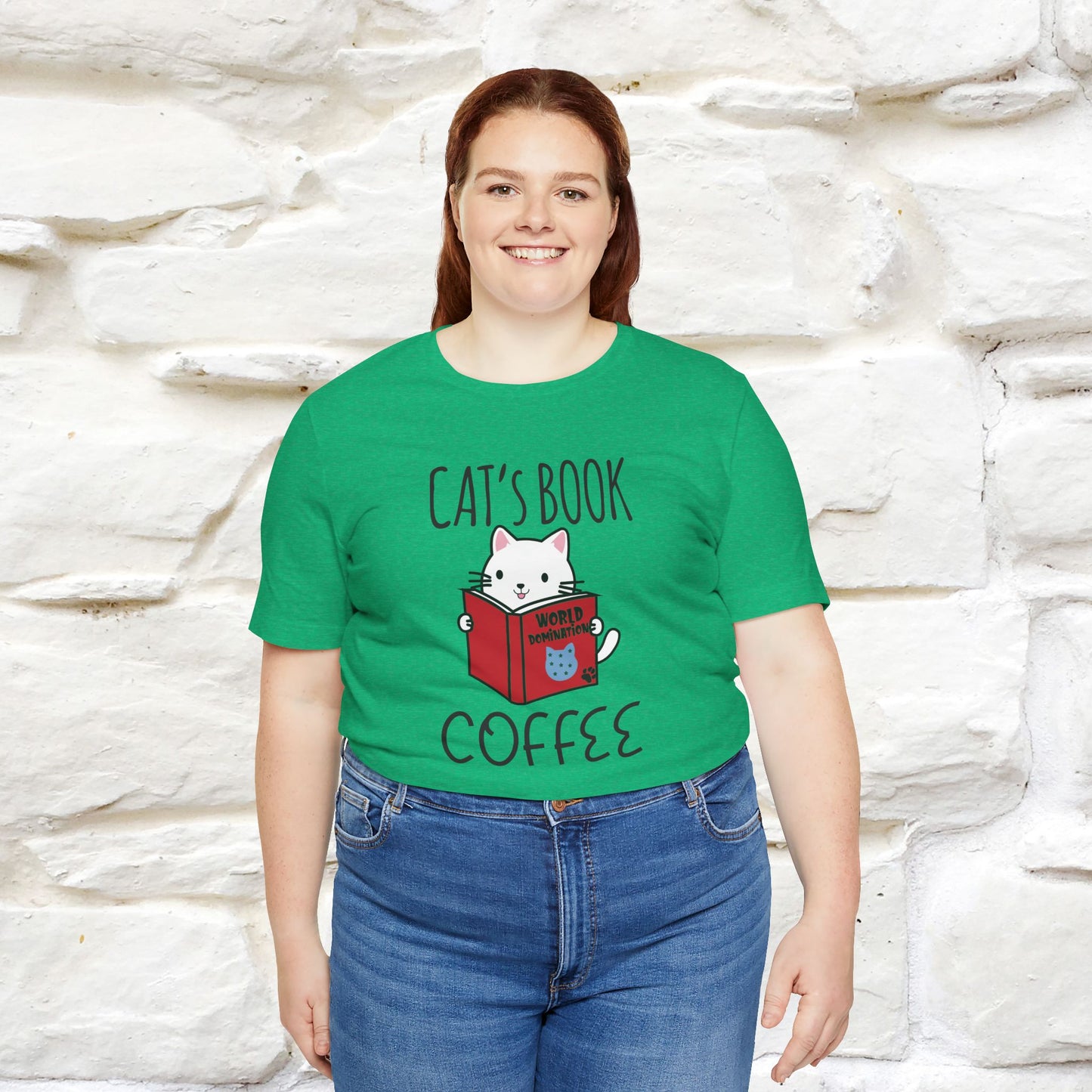 "Cat's Book Coffee" Cat T-Shirt for Men & Women | 100% Cotton* | Cozy Vibes for Book & Cat Lovers