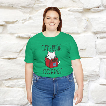 "Cat's Book Coffee" Cat T-Shirt for Men & Women | 100% Cotton* | Cozy Vibes for Book & Cat Lovers