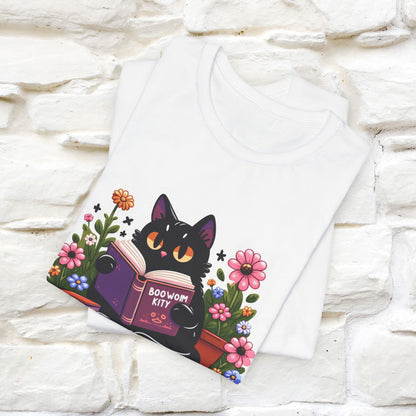 "Bookworm Kitty" Cat T-Shirt for Women | 100% Cotton* | Book Lover Tee