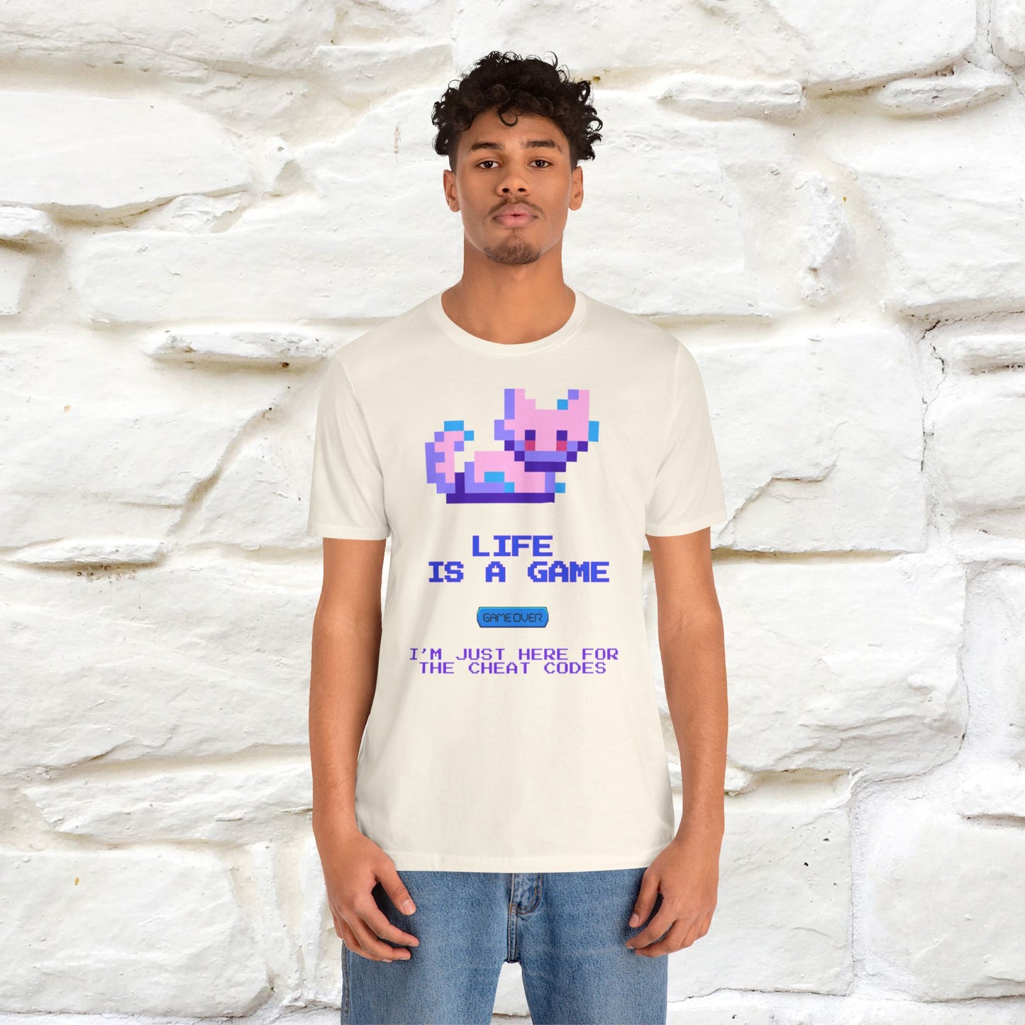 "Life Is A Game, I Am Just Here Fo The Cheat Code" Funny Cat T-Shirt for Men & Women | 100% Cotton*