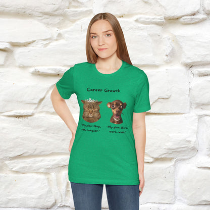 "Career Growth: Cat vs. Dog" Funny T-Shirt for Men & Women | 100% Cotton* 🐾