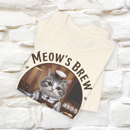 Meow's Brew, Perfectly Brewed Cat T-Shirt for Men & Women | 100% Cotton* Coffee Lover Tee