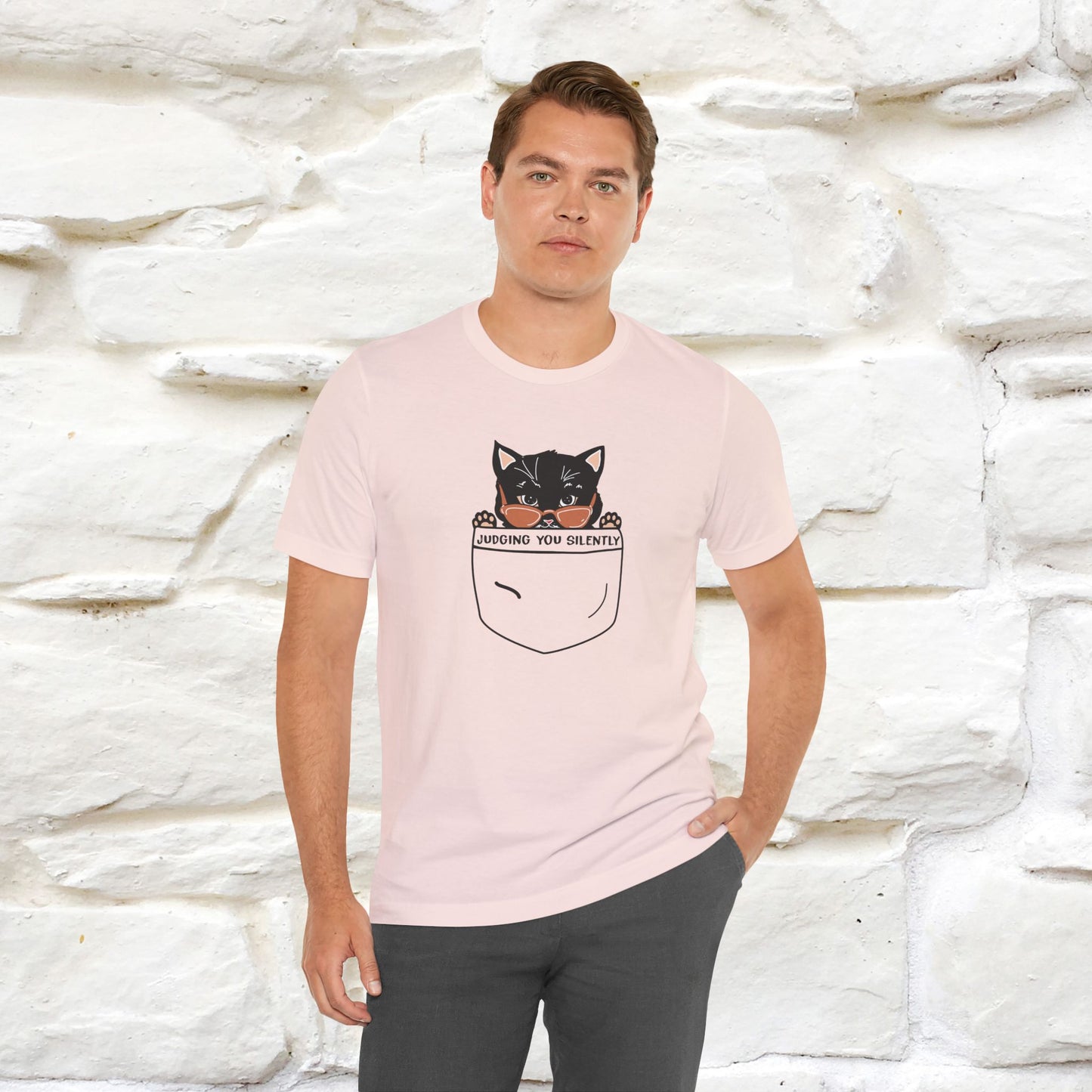 ''Judging You Silently'' | Cat T-Shirt for Men | Nunu&Miao Studio