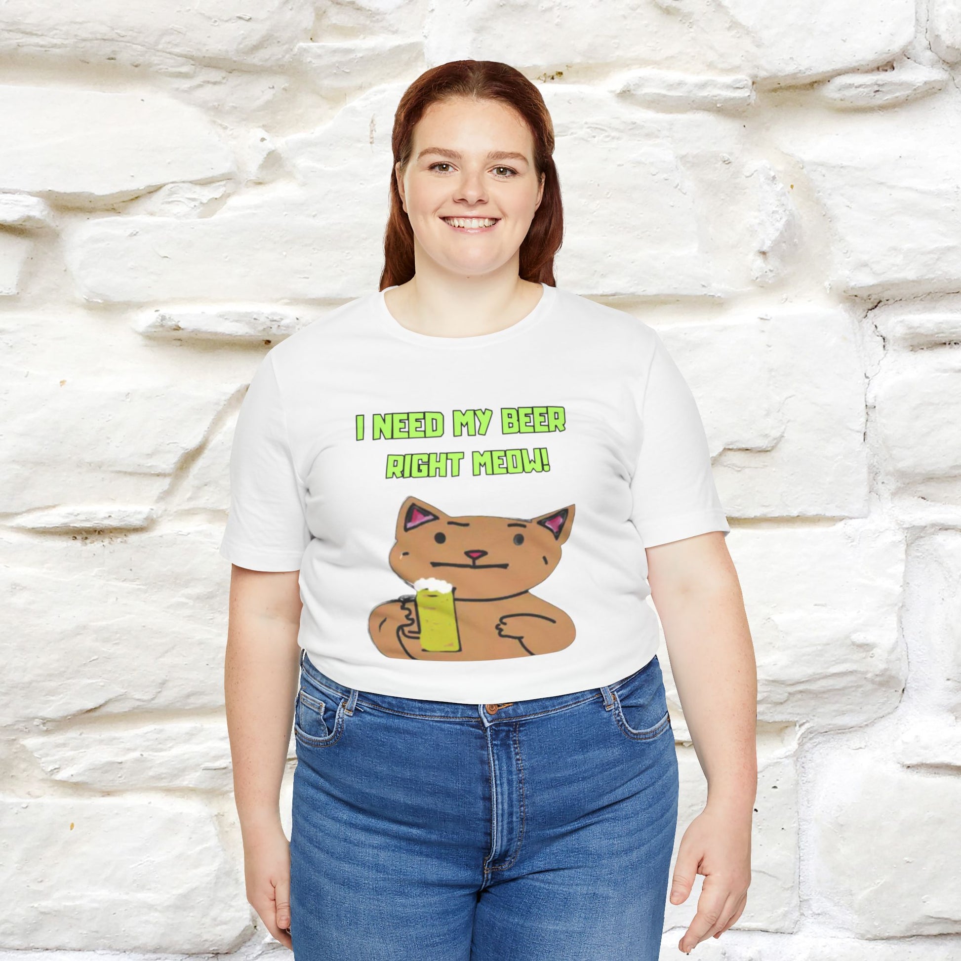 "I Need My Beer Right Meow!" Cat  T-shirt |Nunu&Miao Studio - Nunu&Miao Studio