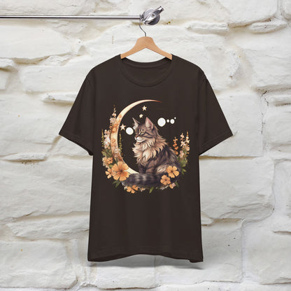 ''Blooming Under the Moon'' Cat T-shirt for Women 100% Cotton* - Nunu&Miao Studio