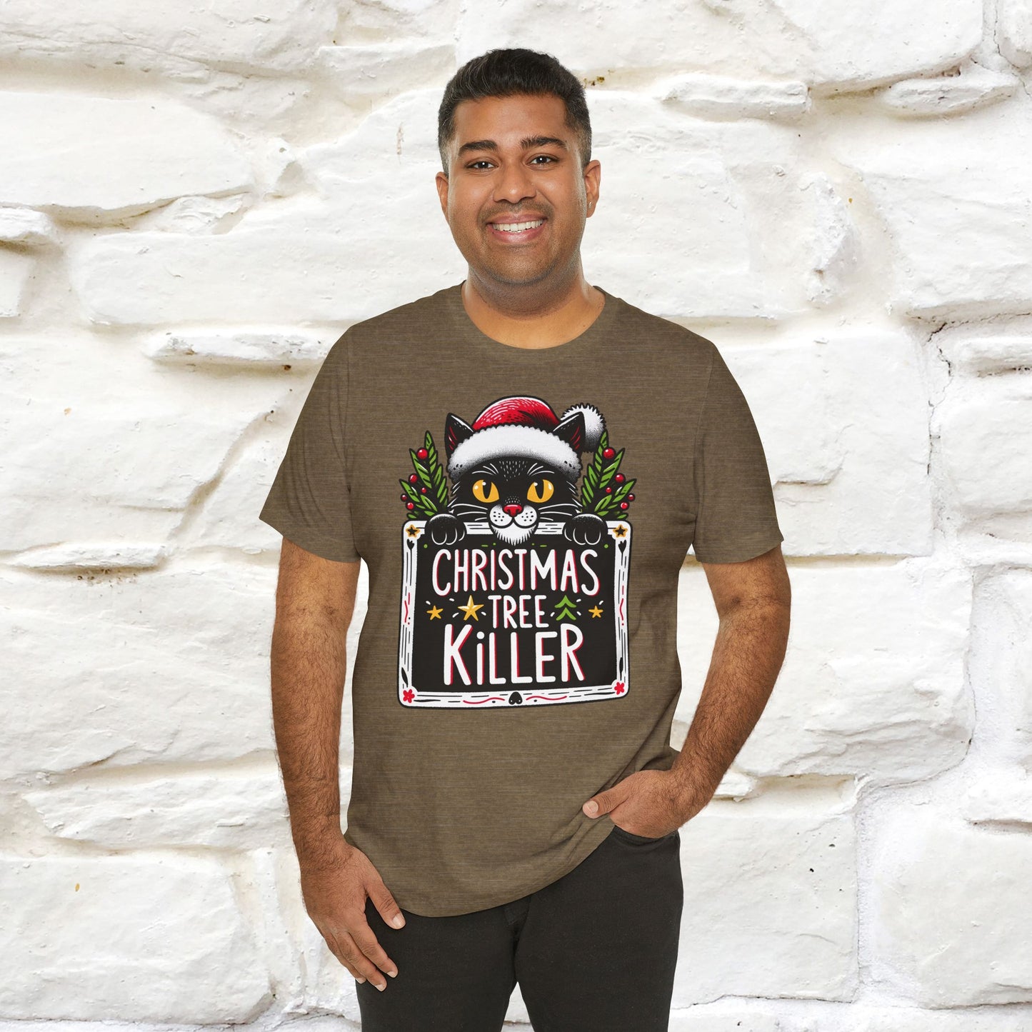 Christmas Tree Killer | Festive Cat Christmas Shirt for Men & Women | 100% Cotton*