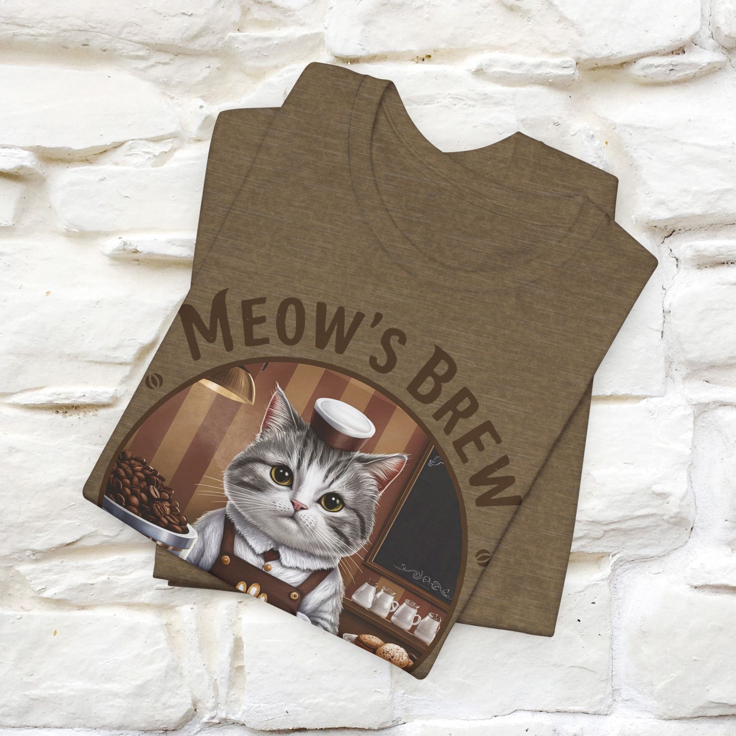 Meow's Brew, Perfectly Brewed Cat T-Shirt for Men & Women | 100% Cotton* Coffee Lover Tee