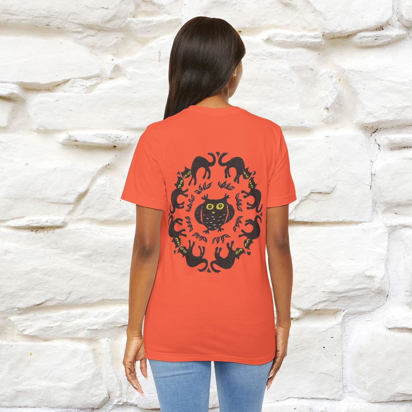 ''Black Cat Circle'' Cat T-Shirt Front and Back Design | Nunu&Miao Studio
