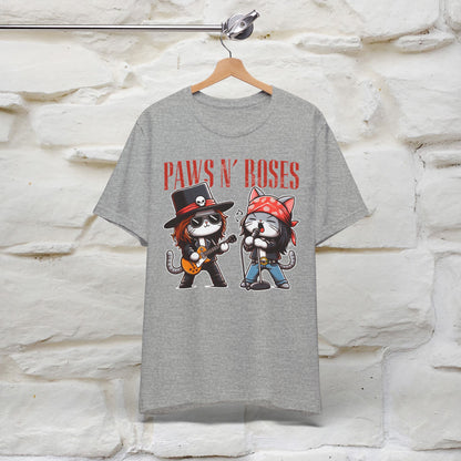 Paws N' Roses T-Shirt | Rock-Inspired Cat Lover Tee for Men & Women | 100% Cotton*