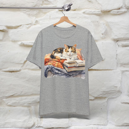 "Literary Catnap" T-shirt for Men and Women 100% Cotton.