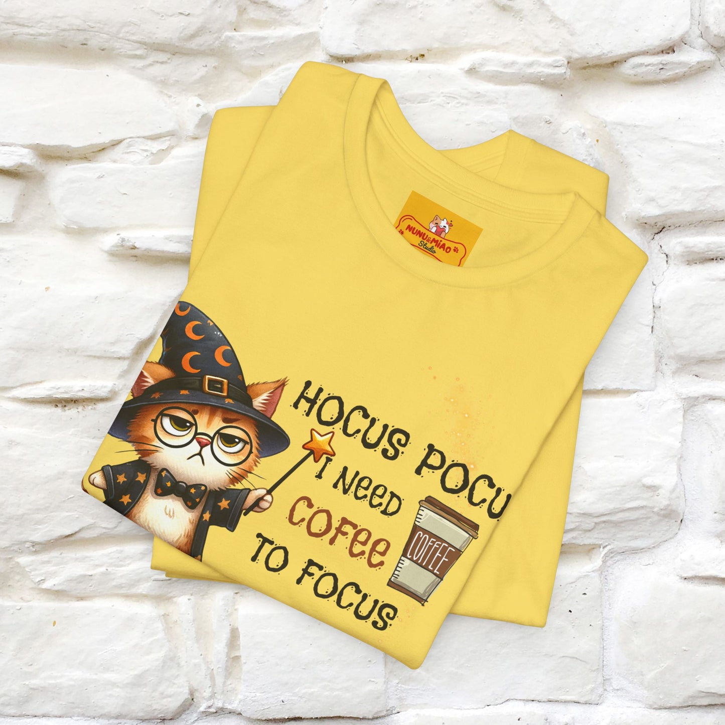 ''Hocus Pocus I Need Coffe To Focus'' Funny Cat Shirt | Nunu&Miao Studio