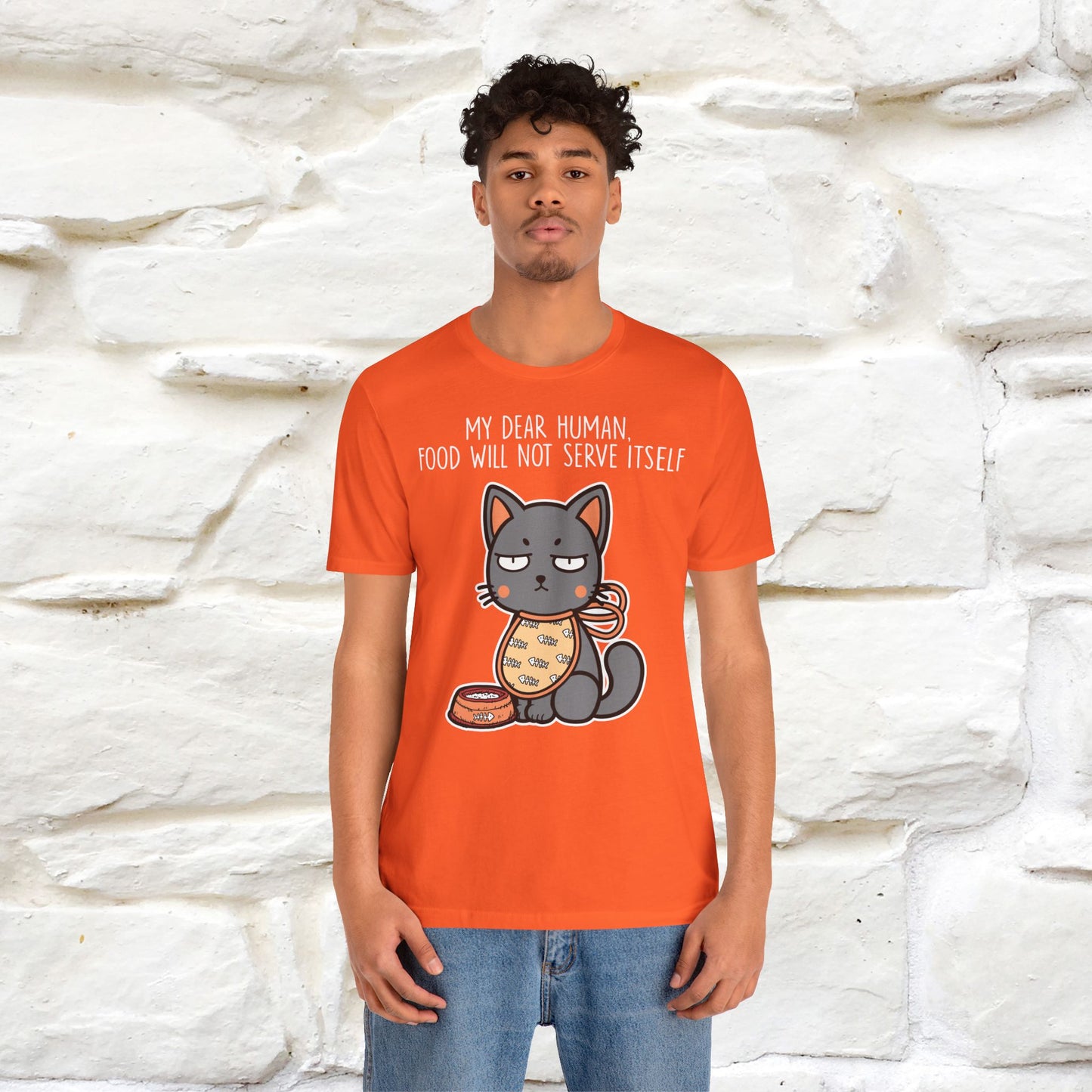 "Dear Human, Food Will Not Serve Itself" Funny Cat T-Shirt for Men & Women | 100% Cotton* 🐾