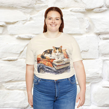 "Literary Catnap" T-shirt for Women 100% Cotton* - Nunu&Miao Studio