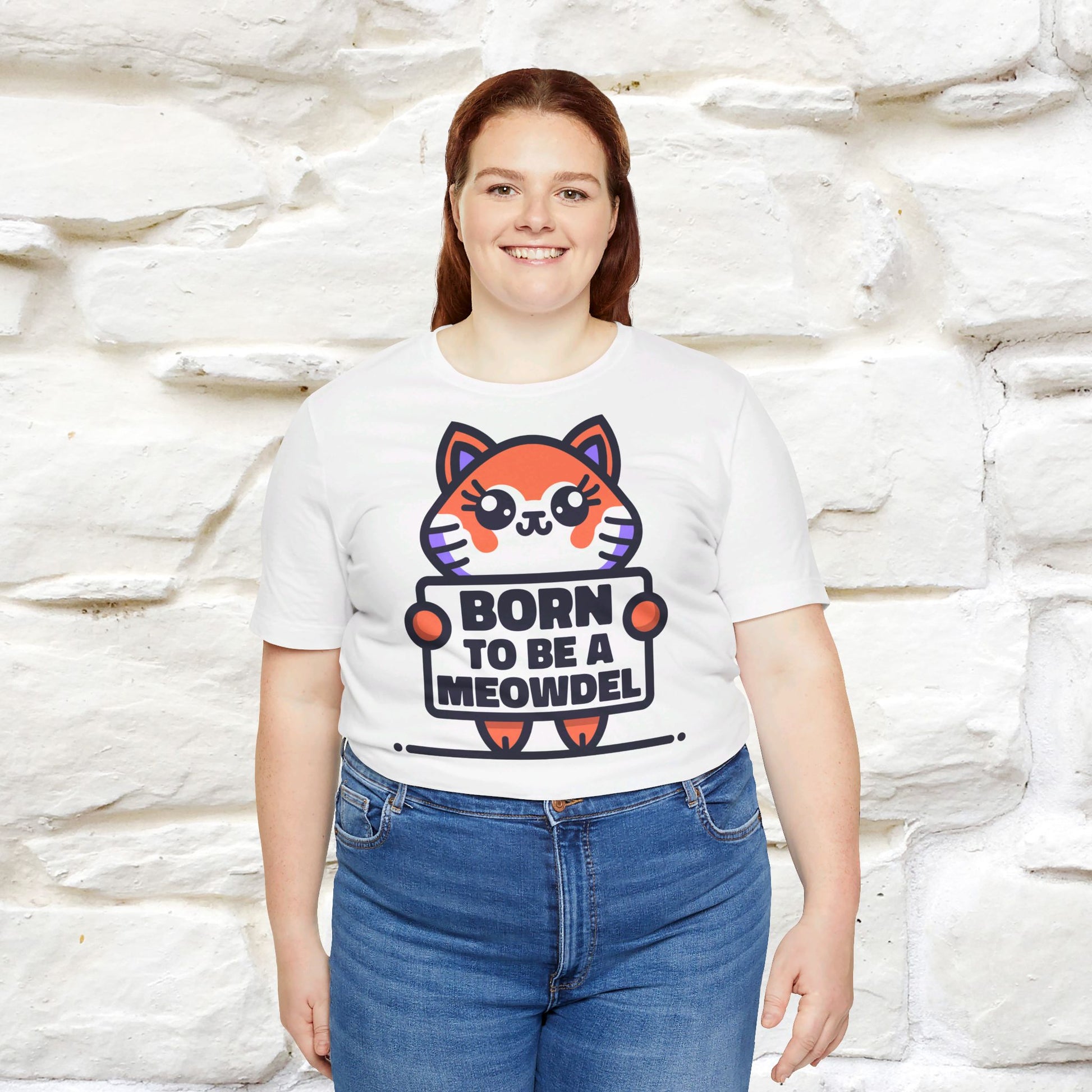 ''Born To Be A Meowdel''  Cat T-shirt for Women 100% Cotton* - Nunu&Miao Studio