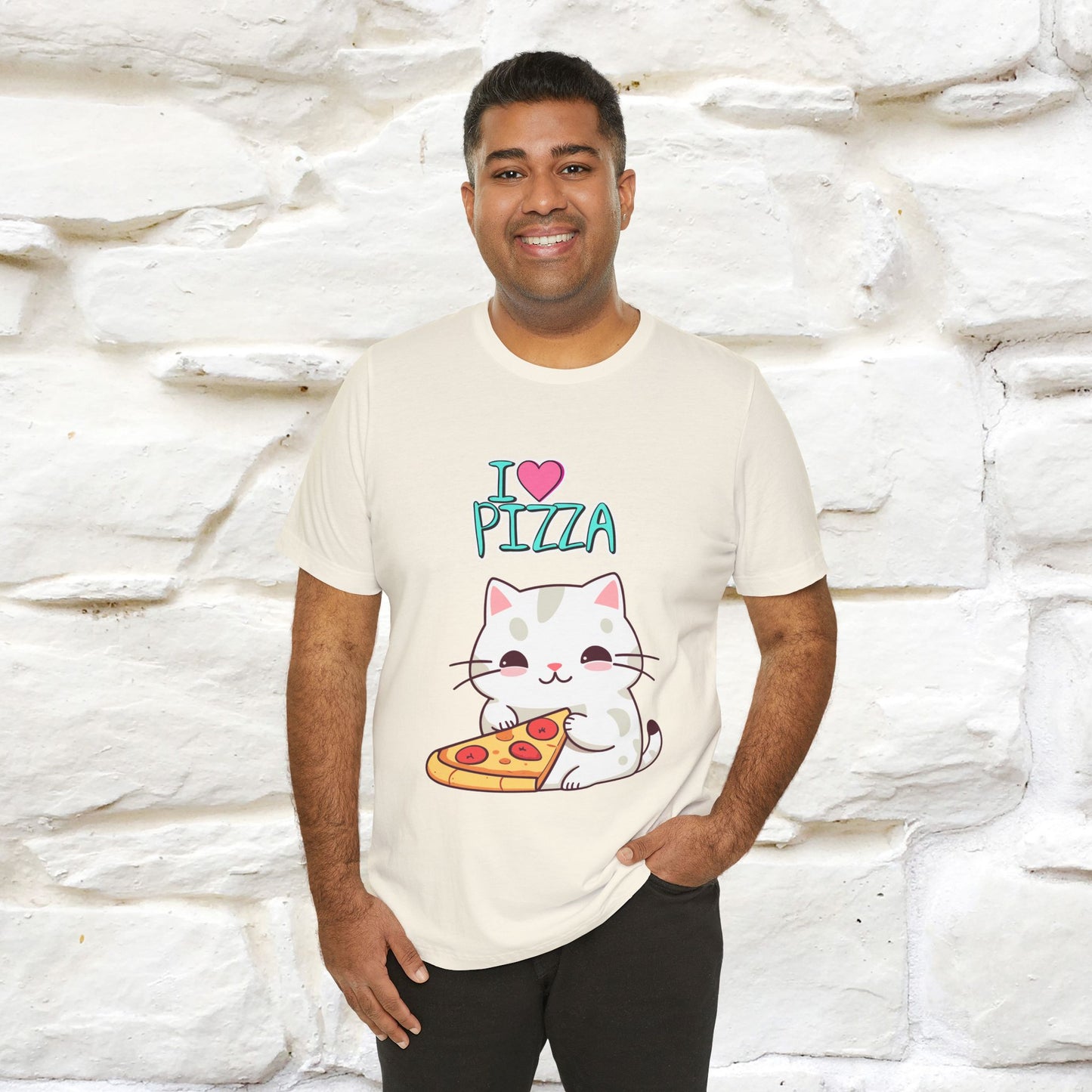 "I Love Pizza" Cat T-shirt for Men & Women | 100% Cotton*