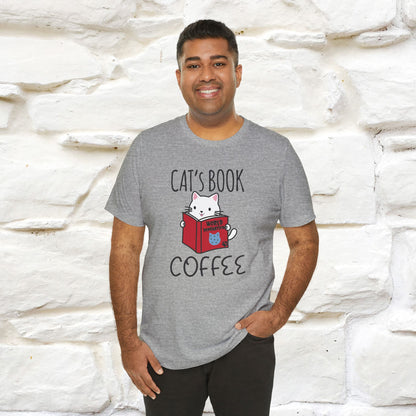 "Cat's Book Coffee" Cat T-Shirt for Men & Women | 100% Cotton* | Cozy Vibes for Book & Cat Lovers